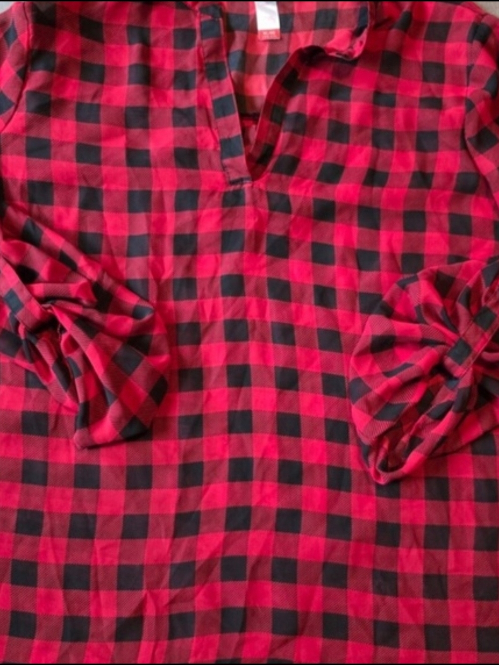 Red and Black Buffalo Plaid Buttonless Tunic